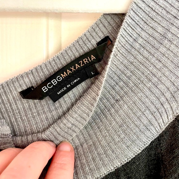 BCBGMAXAZRIA flutter sleeve gray and black sweater - Picture 5 of 10